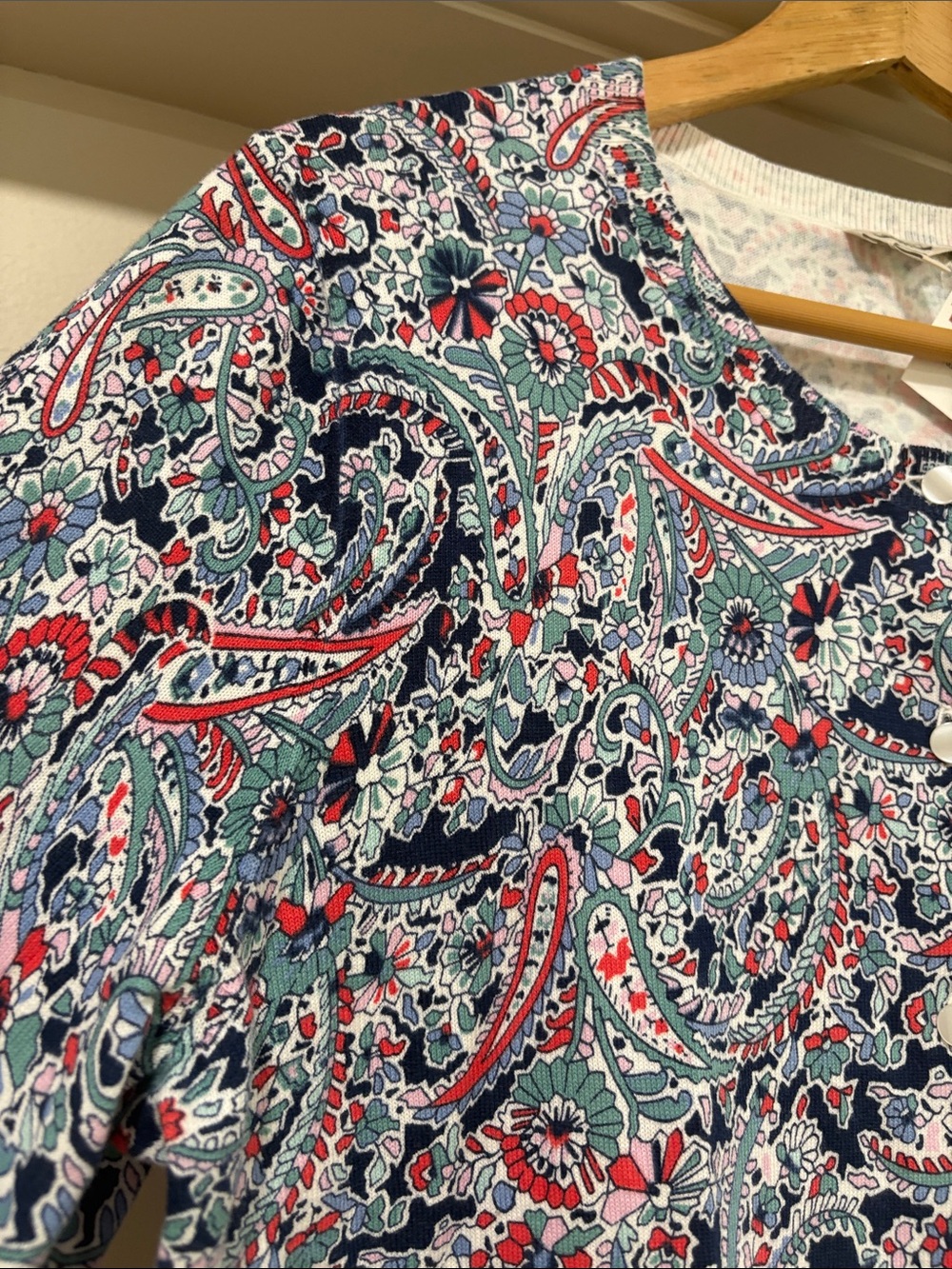 Talbots Cotton Paisley Cardigan, Size L, NWT - Picture 2 of 11